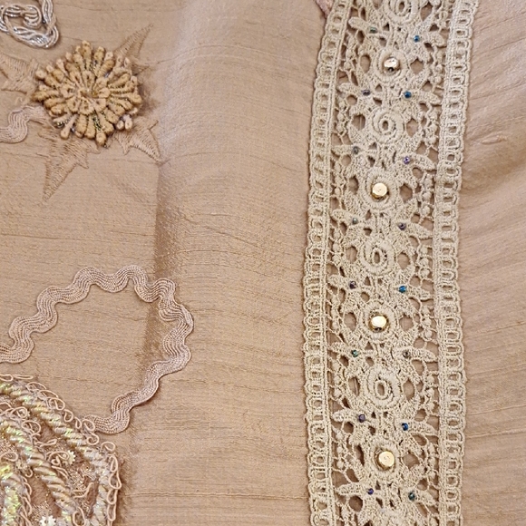 Silk Gold Embroidered Beaded Jacket, Boho, Coldwater Creek, Sz 18, NWOT - Picture 13 of 16